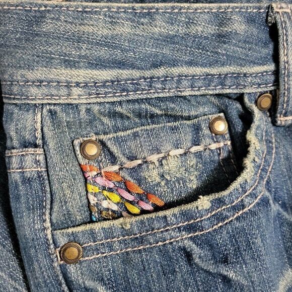 SMASH Vintage Denim Jeans Size 13 Blue Rainbow Embroidery Distressed - Picture 5 of 10